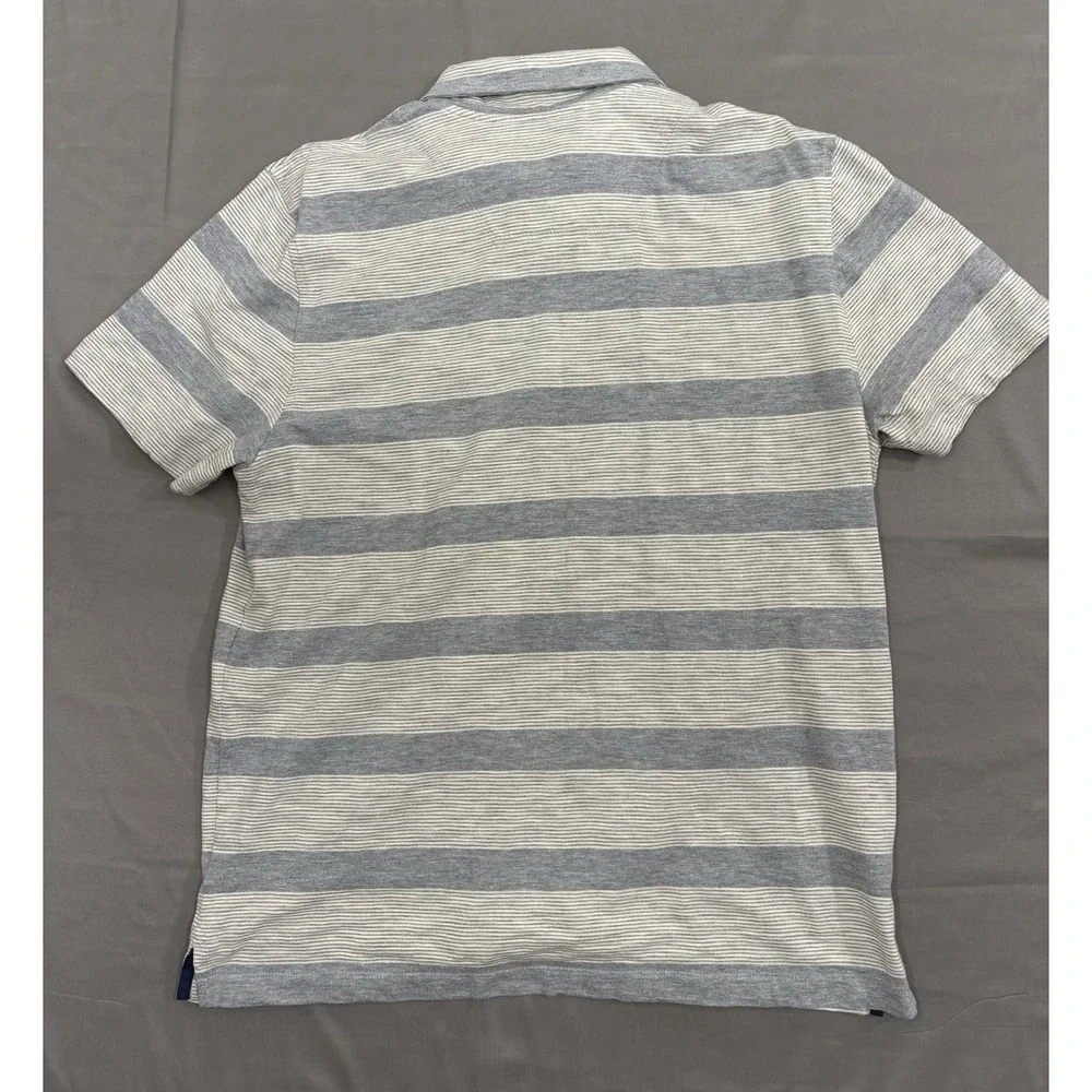 The North Face Gray Striped Polo - Men's Large - 70% Cotton/30% Poly